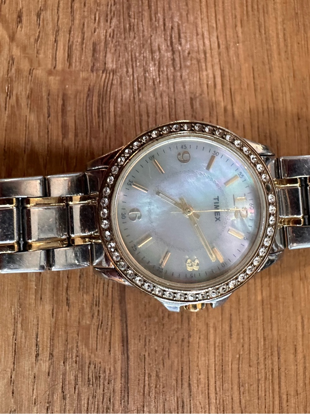 Timex Women's Two-Tone Silver and Gold Crystal Bezel Watch